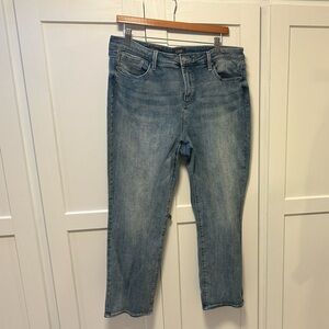 NYDJ Sheri Slim Blue distressed Denim Jeans sz 16  ankle length